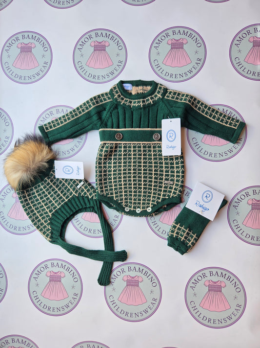 Rahigo Baby Boys Bottle Green & Camel Romper - AW26 In Stock