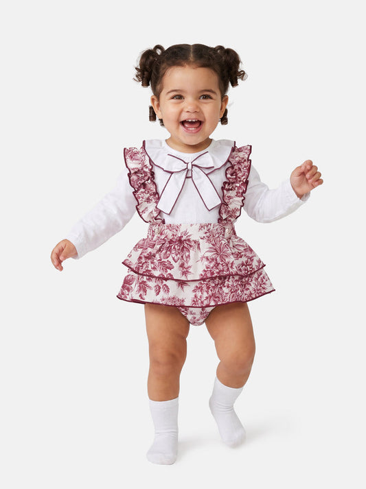 Vintage Cherry Red Babygirls 2 Piece Romper Set