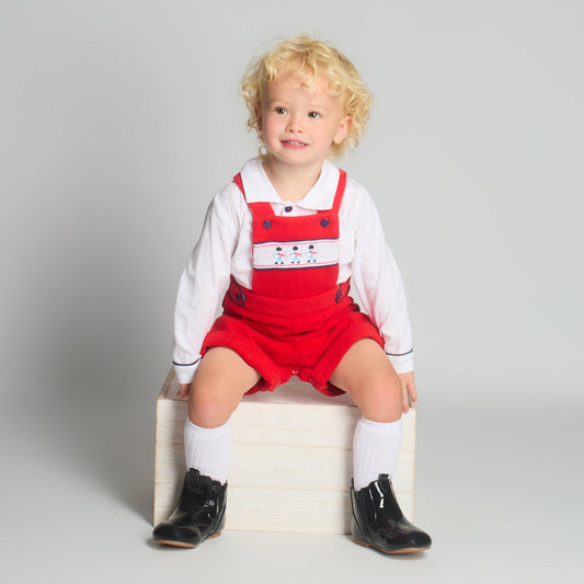 Boys Red Soldier Dungaree & Shirt Set