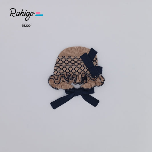Baby Girls Rahigo Camel & Navy Bonnet AW25 - in stock 12 months