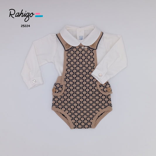 Baby Boys Rahigo Camel & Navy 2 Piece Skirt & Romper Set AW25 - in stock
