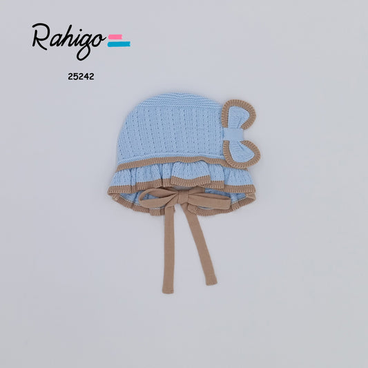 Baby Girls Rahigo Baby Blue & Camel Bonnet AW25 - in stock