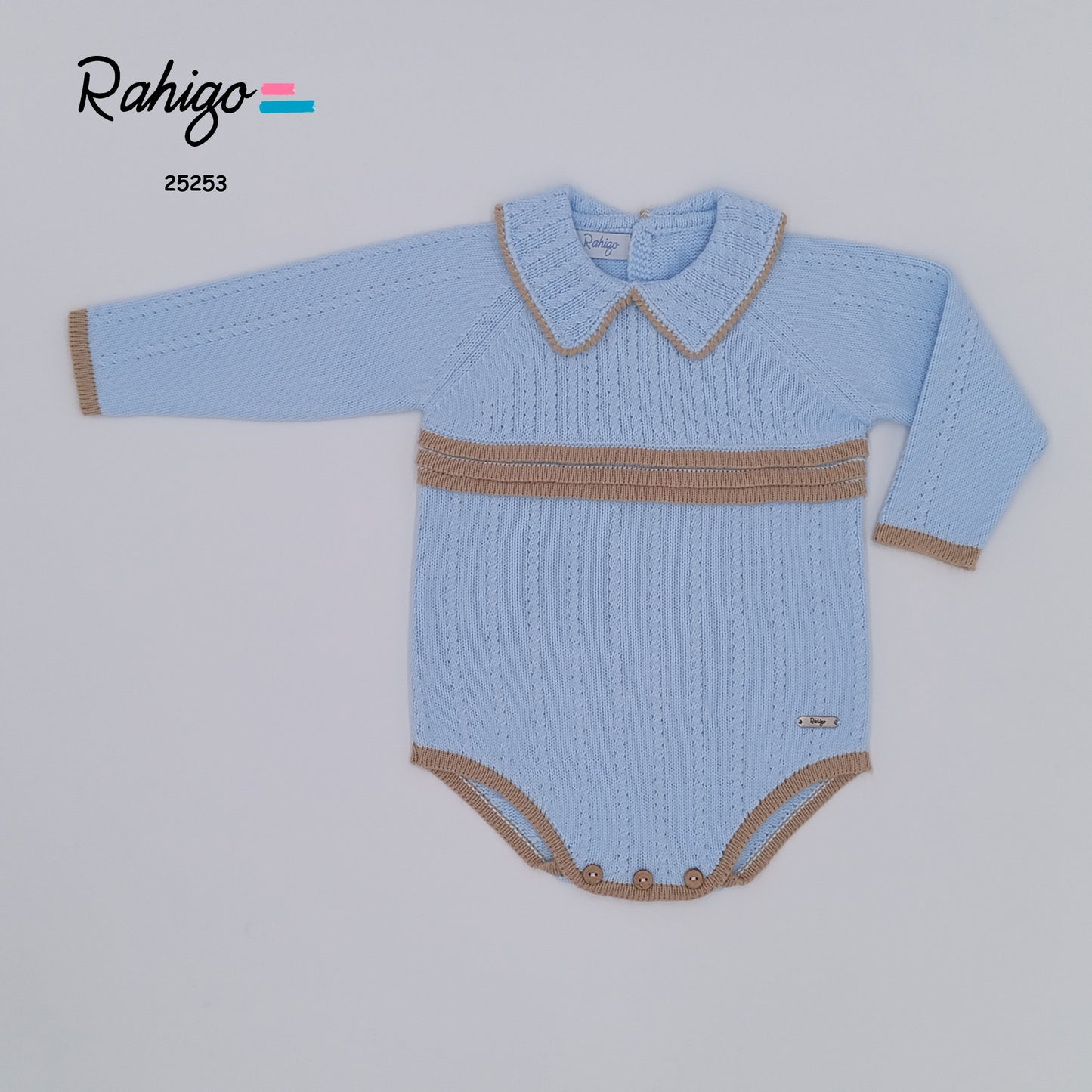 Baby Boys Rahigo Baby Blue & Camel Romper - in stock 12 months