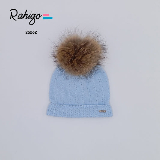 Boys Rahigo Baby Blue & Camel Pom Hat AW25 - in stock