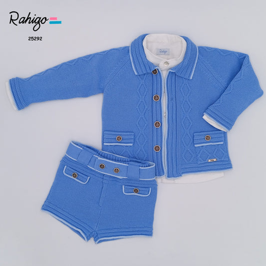 Boys Rahigo Blue Cardigan, Shirt & Shorts Set AW25 - in stock