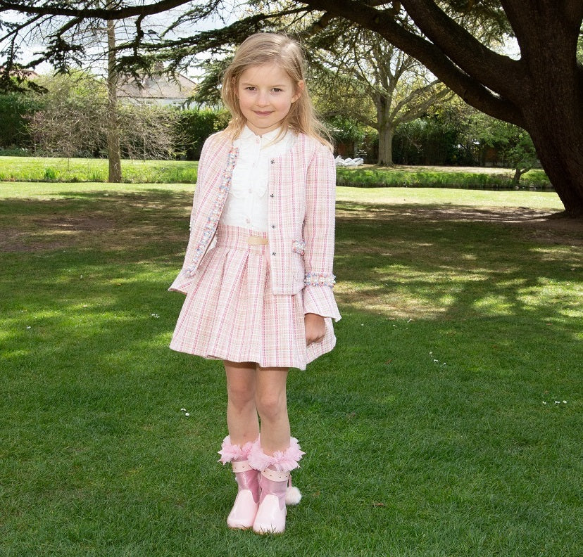 Girls tweed style skirt set