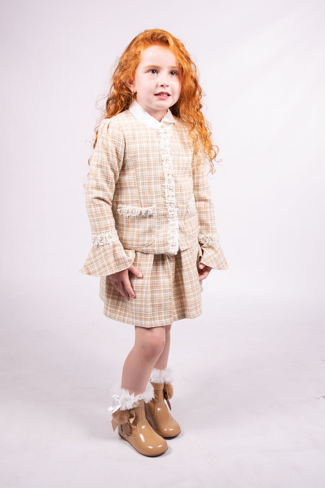 Girls tweed style skirt set