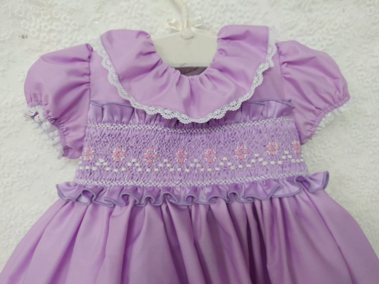 Lavender Hand Smock Girls Dress - (Made to order)
