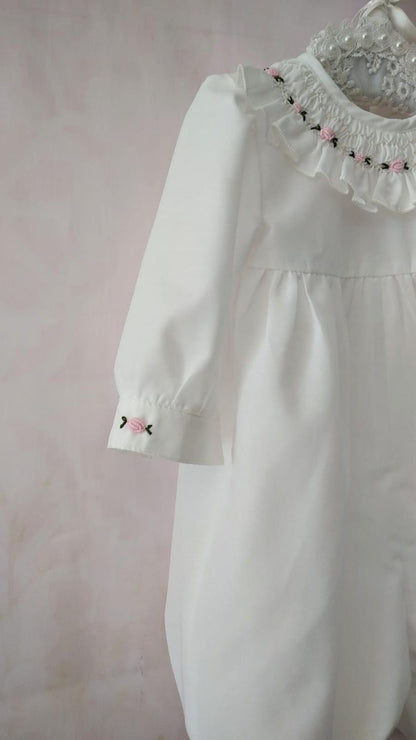 Smocked Collar Romper with personalised name embroidery AW (Made to order)