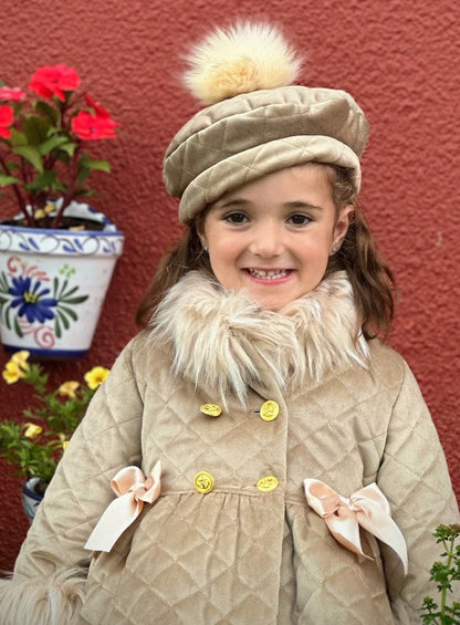 Girls Camel Coat with Fur AW (Made to order)