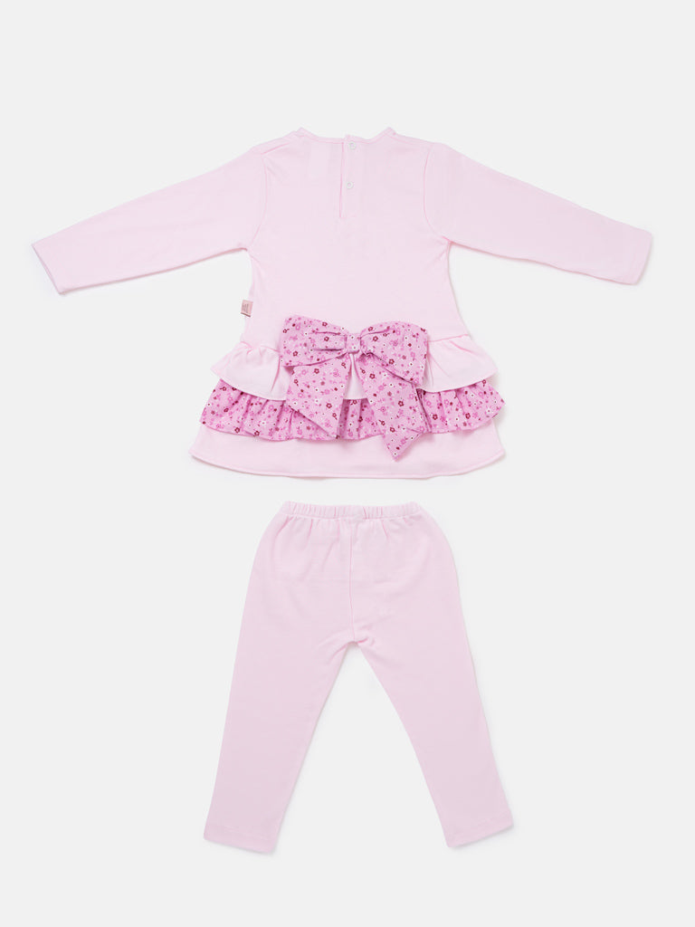 Girls Pink Carousel Top & Leggings Set