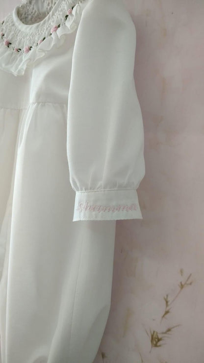 Smocked Collar Romper with personalised name embroidery AW (Made to order)