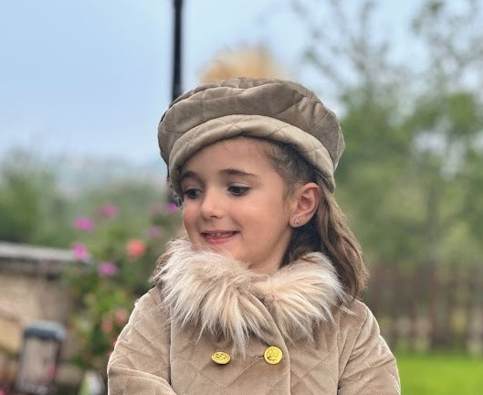 Girls Camel Coat with Fur AW (Made to order)