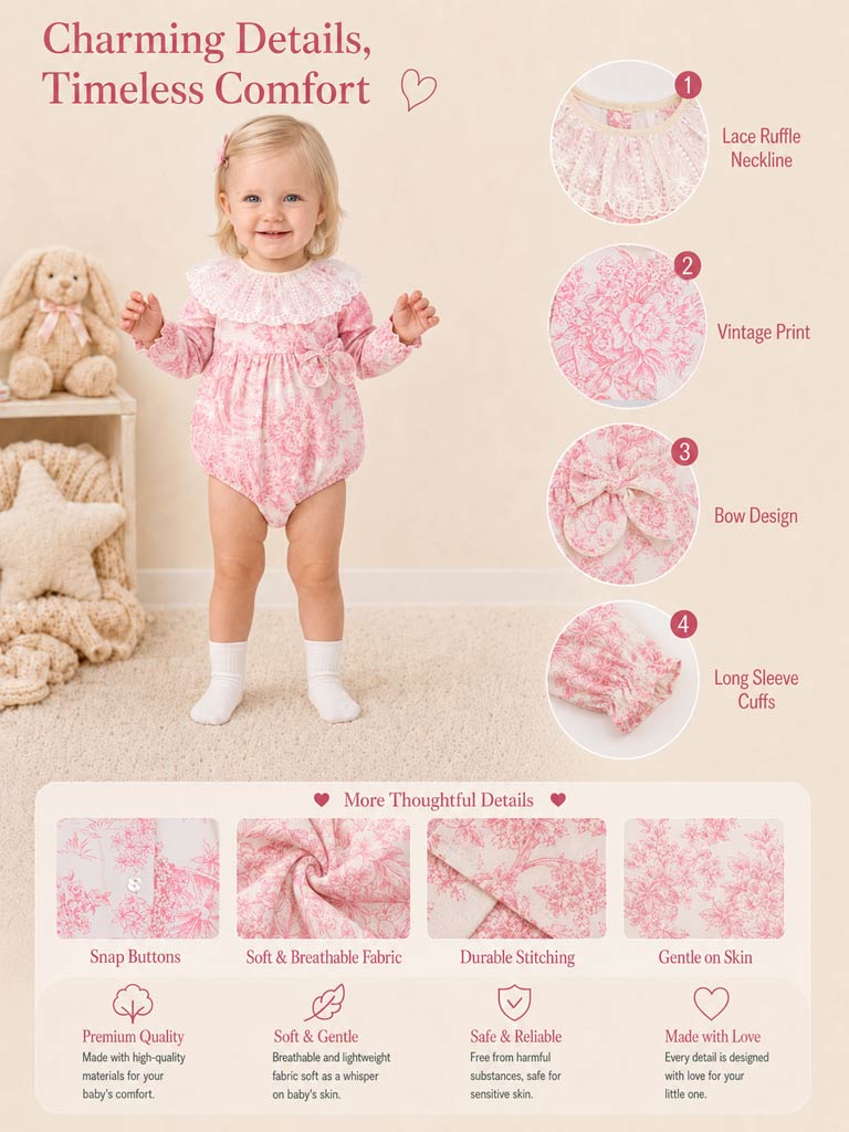 Vintage Pink Babygirls Romper