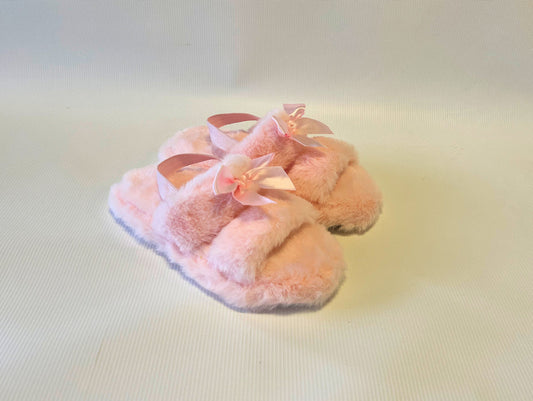 Girls Faux Fur Pink Slippers
