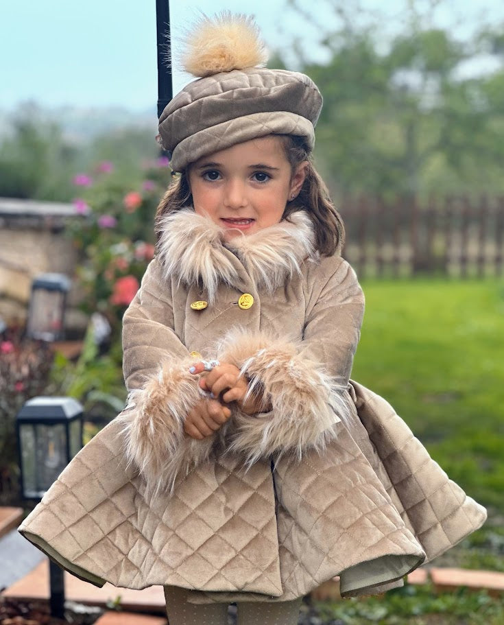 Girls Camel Coat with Fur AW (Made to order)