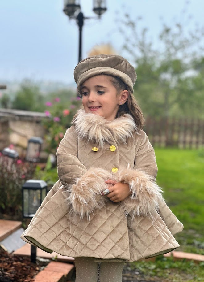 Girls Camel Coat with Fur AW (Made to order)