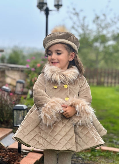 Girls Camel Coat with Fur AW (Made to order)