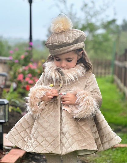 Girls Camel Coat with Fur AW (Made to order)