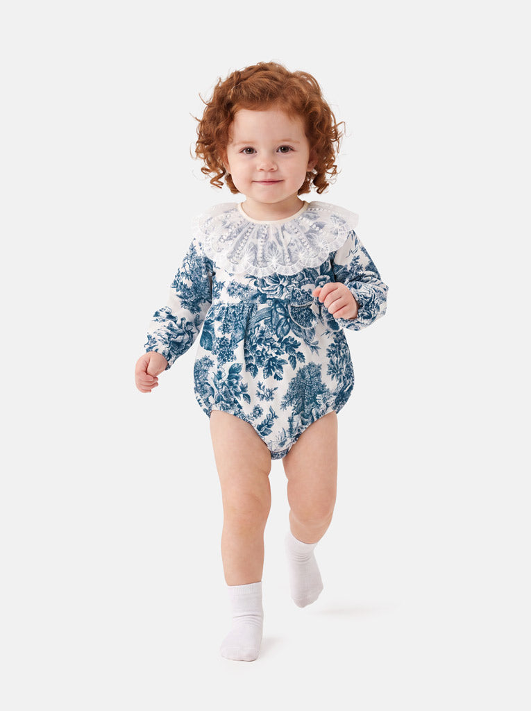 Vintage Blue Babygirls Romper