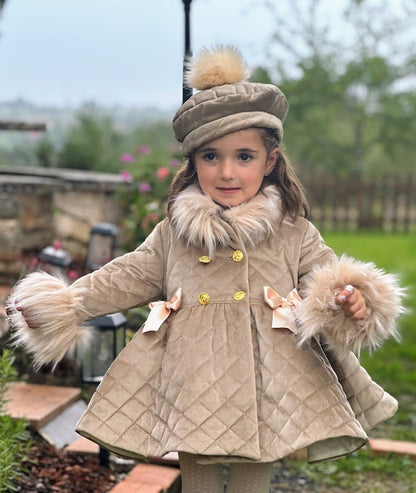 Girls Camel Coat with Fur AW (Made to order)