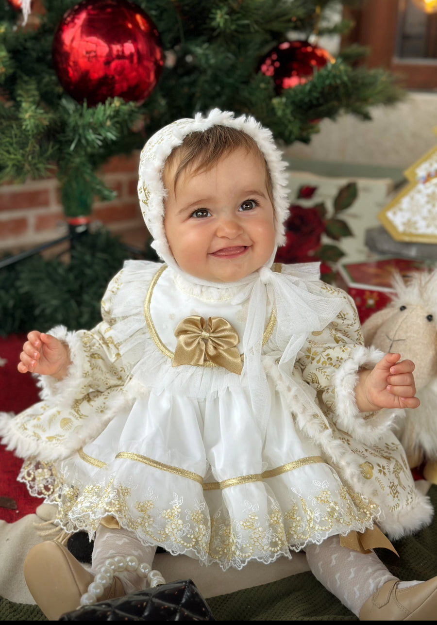 Golden Christmas Babygirls Dress AW (Made to order)