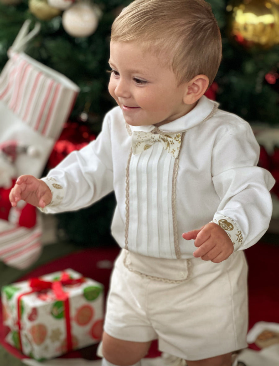 Boys Golden Christmas Short Set AW (Made to order)