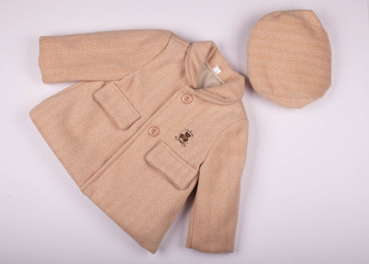 Boys Camel Jacket & Hat Set