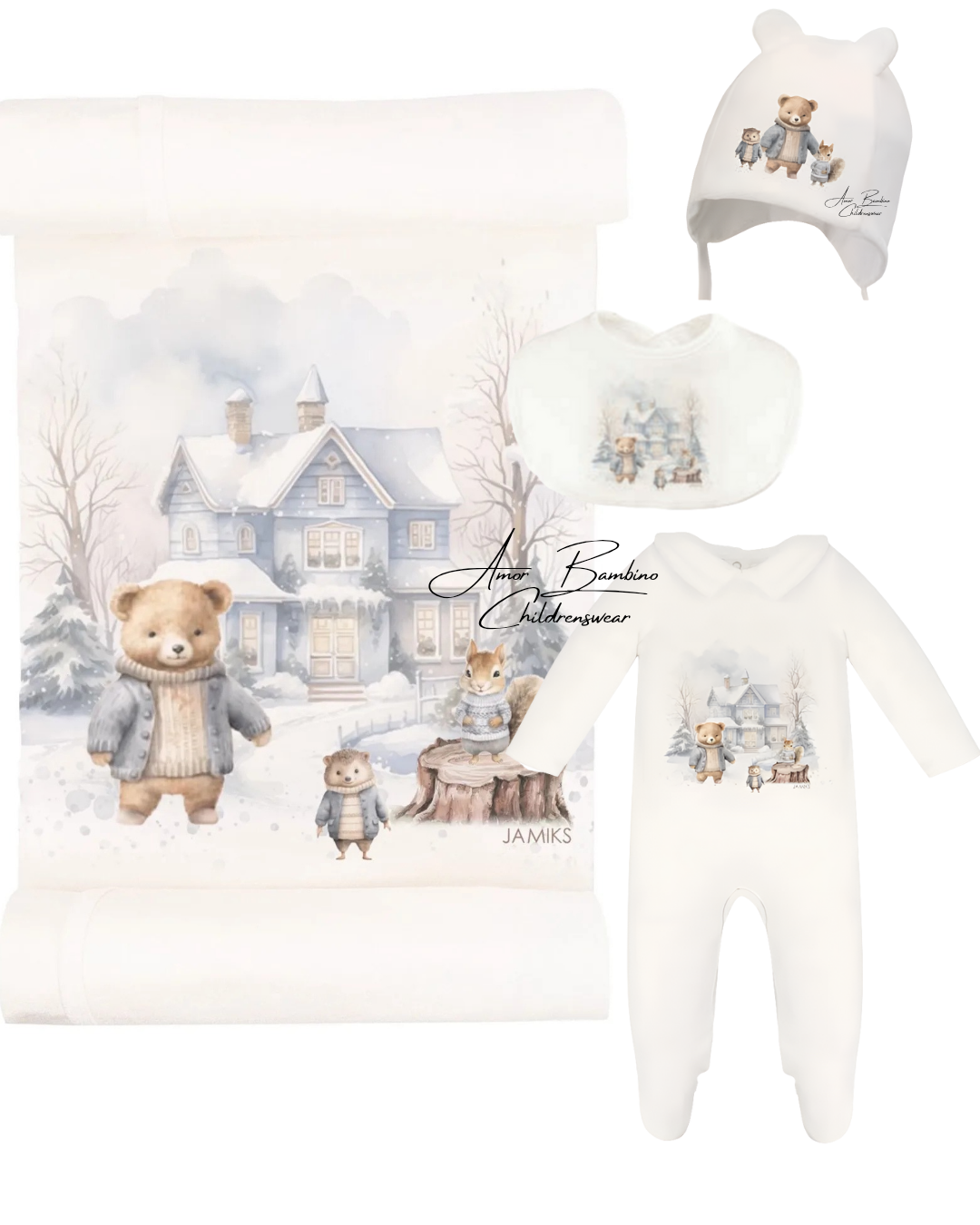 Baby Boys Homero Swaddle, Hat, Bib & Babygrow Set