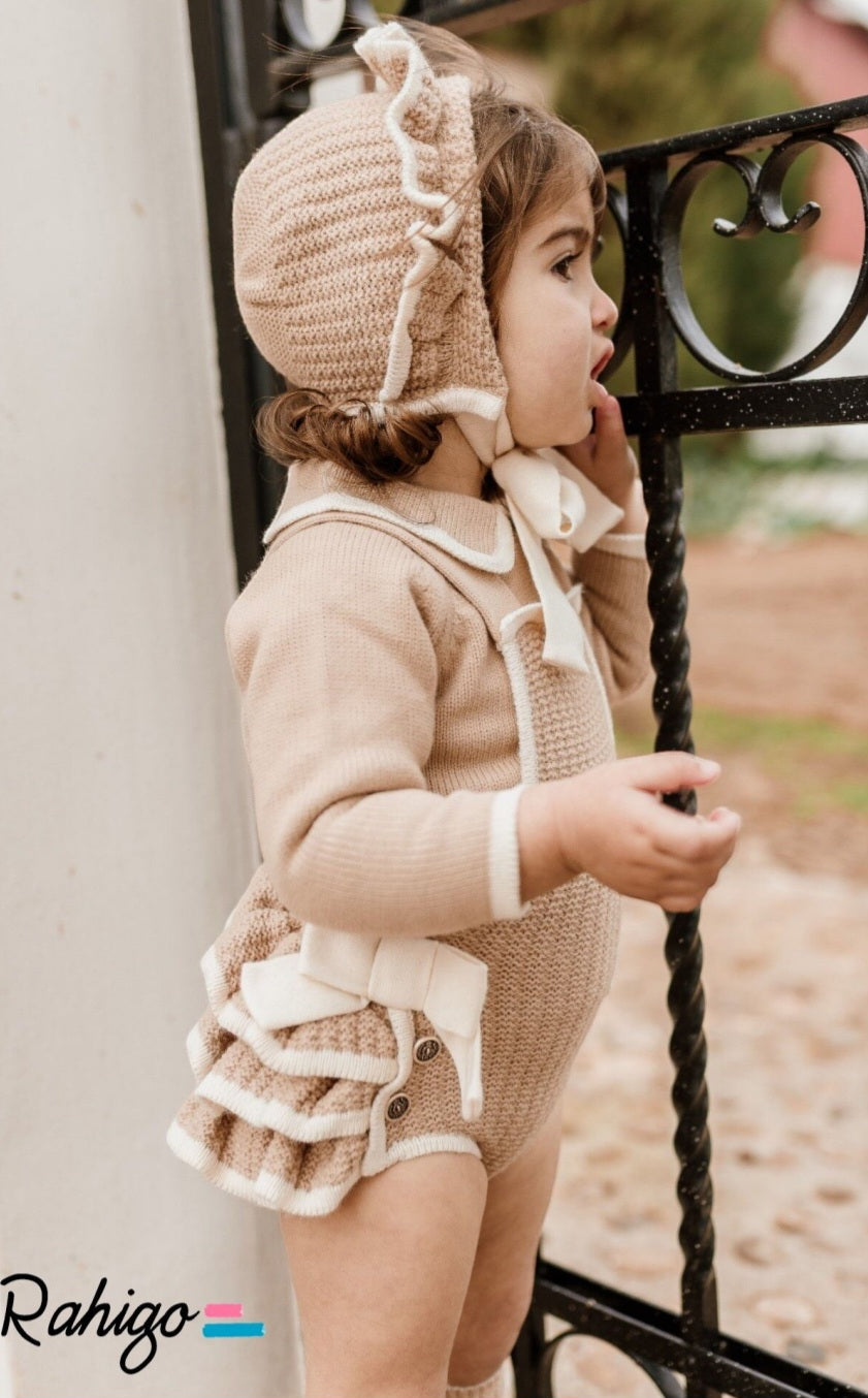 Girls Knitted Romper, Jumper & Bonnet - Rahigo AW