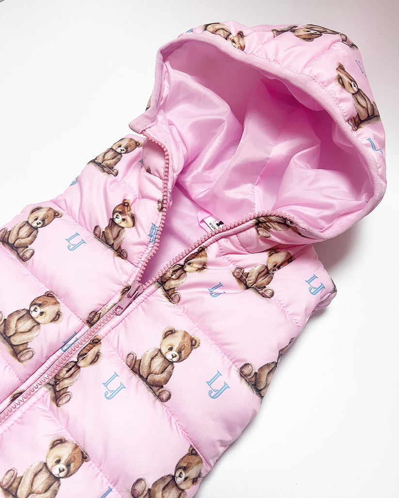 Girls Pink Teddy Bear Gilet Coat - 5-6years