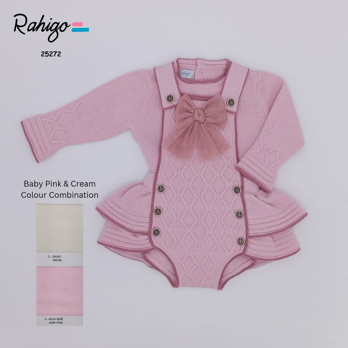 Baby Girls Rahigo Baby Pink & Cream Romper & Jumper Set AW25