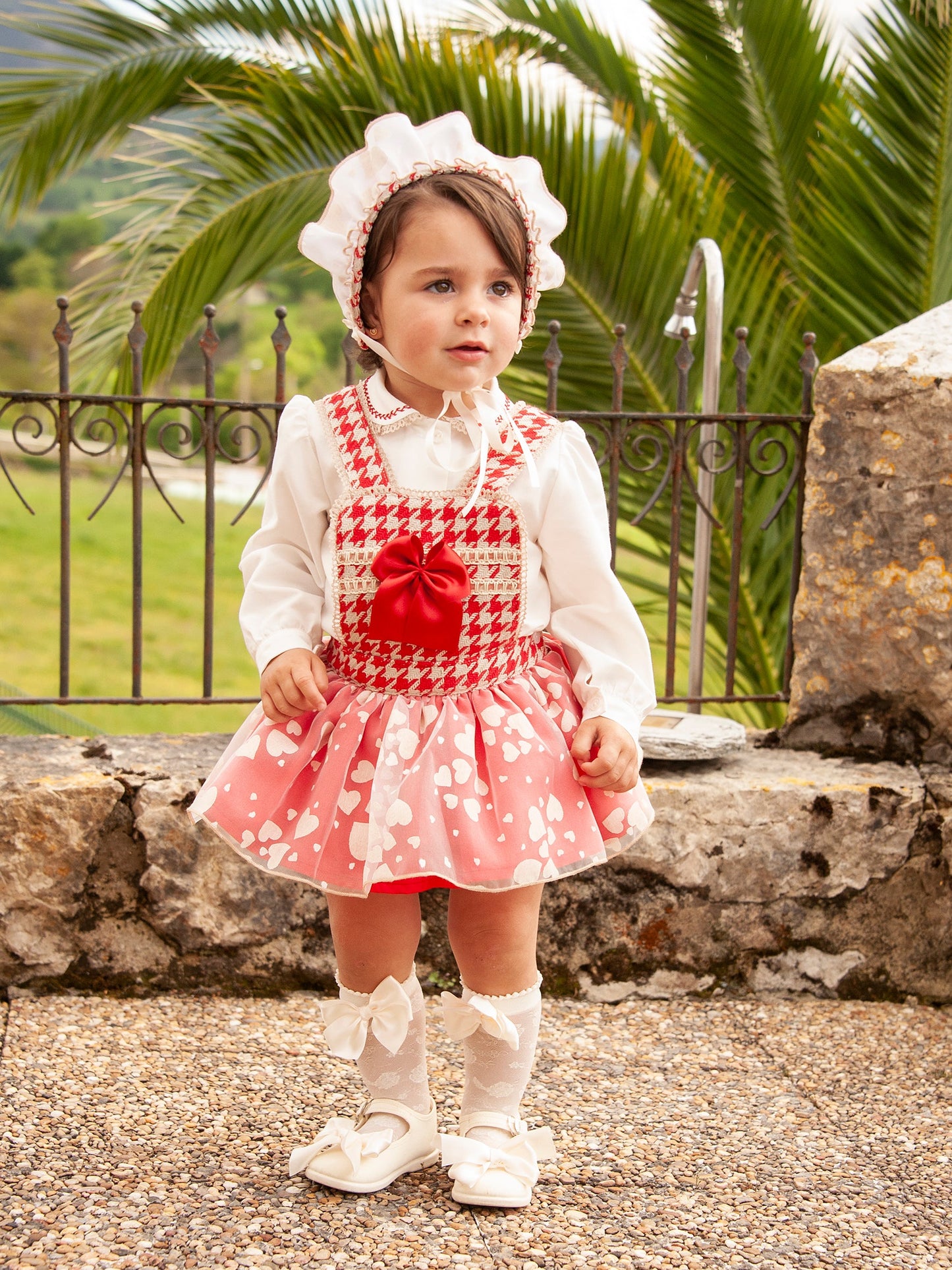 Sonata Red Dog Tooth Heart Romper Set AW (Made To Order)