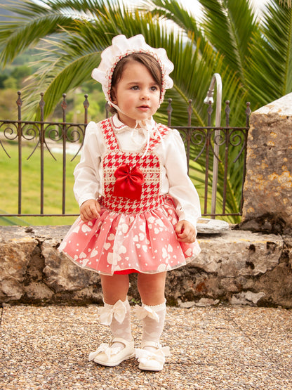 Sonata Red Dog Tooth Heart Romper Set AW (Made To Order)