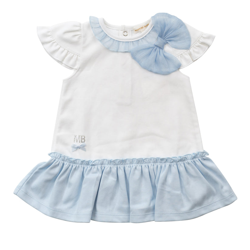 Baby Girls White/Blue Dropwaist Dress