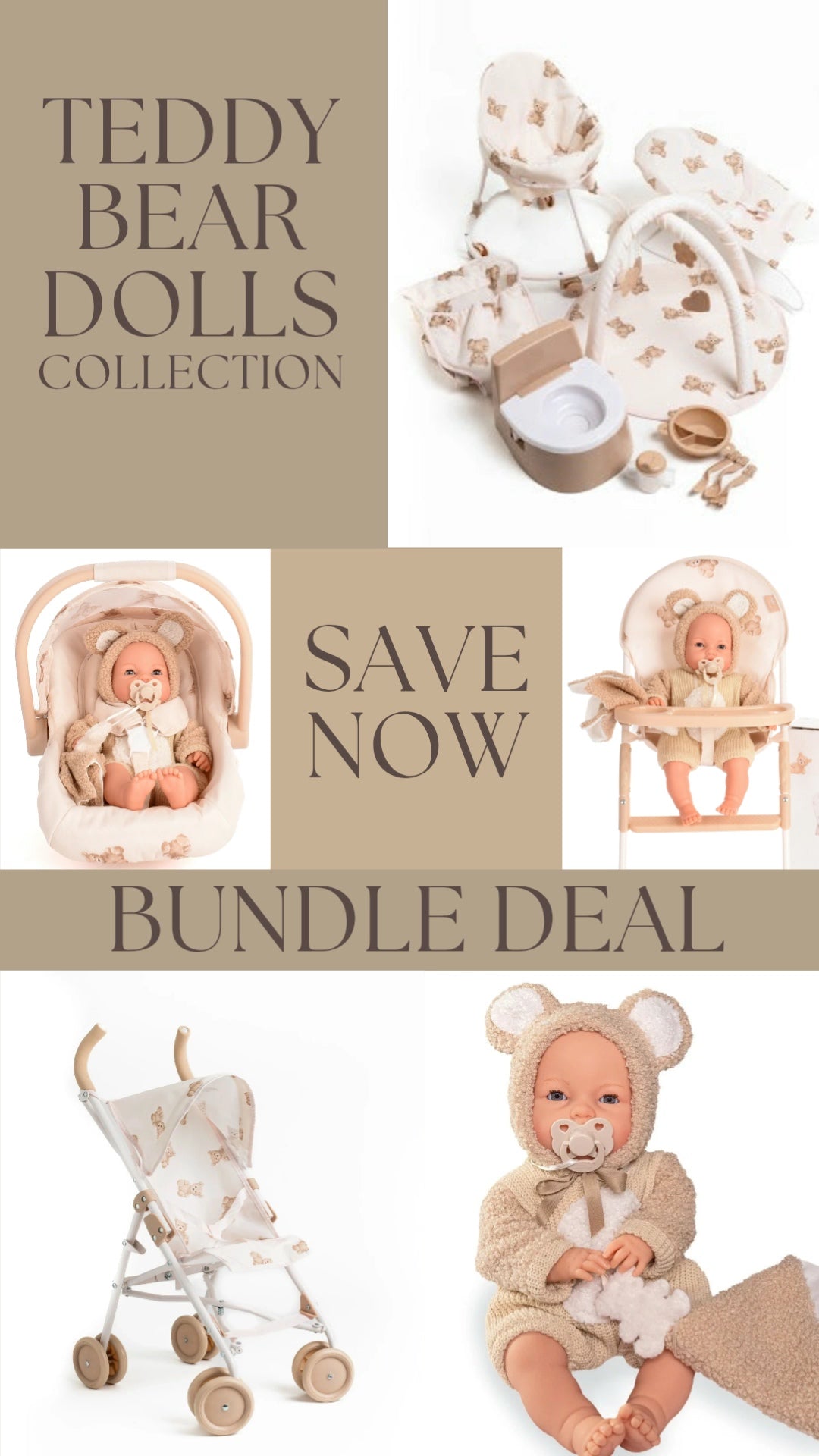 Teddy Bear Dolls Bundle Set - In stock