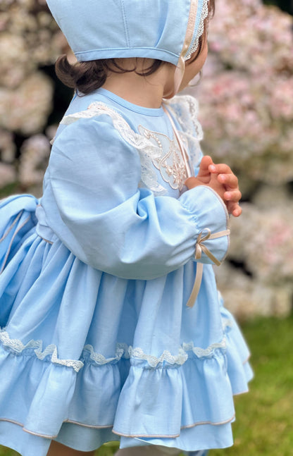 Sonata Girls Blue Handmade Classic Dress & Knickers AW (Made to order)
