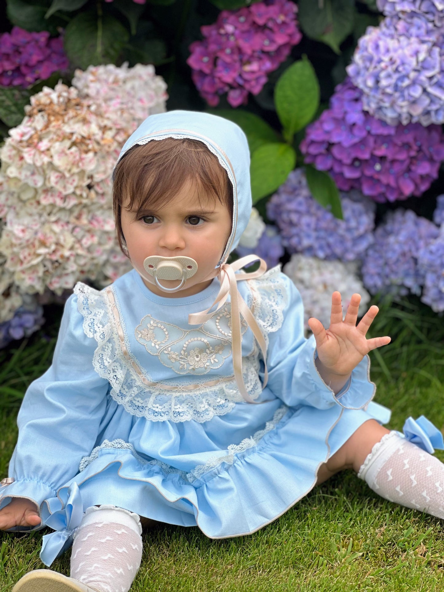 Sonata Girls Blue Handmade Classic Dress & Knickers AW (Made to order)
