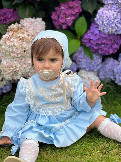 Sonata Girls Blue Handmade Classic Dress & Knickers AW (Made to order)