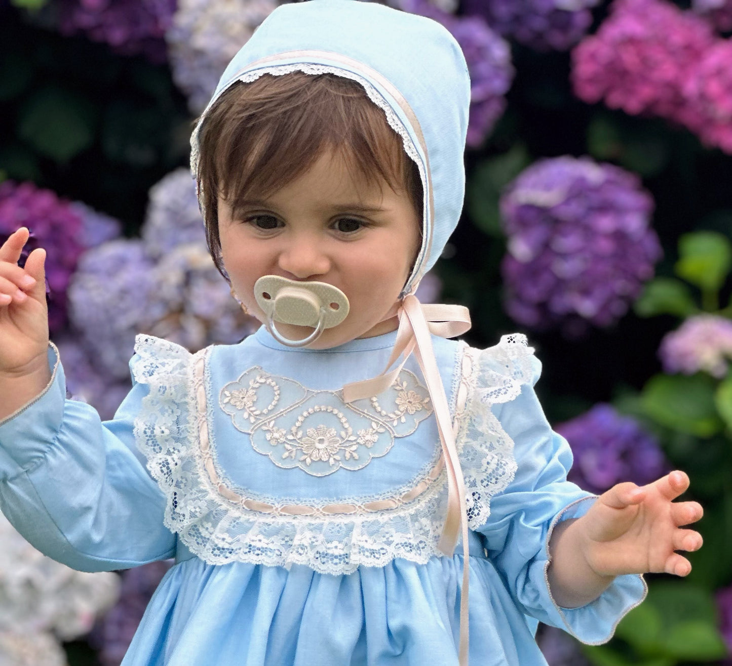 Sonata Girls Blue Handmade Classic Dress & Knickers AW (Made to order)