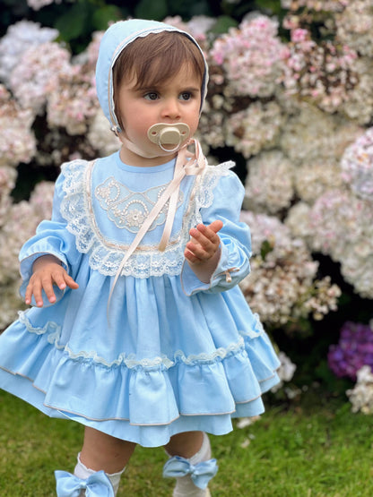 Sonata Girls Blue Handmade Classic Dress & Knickers AW (Made to order)