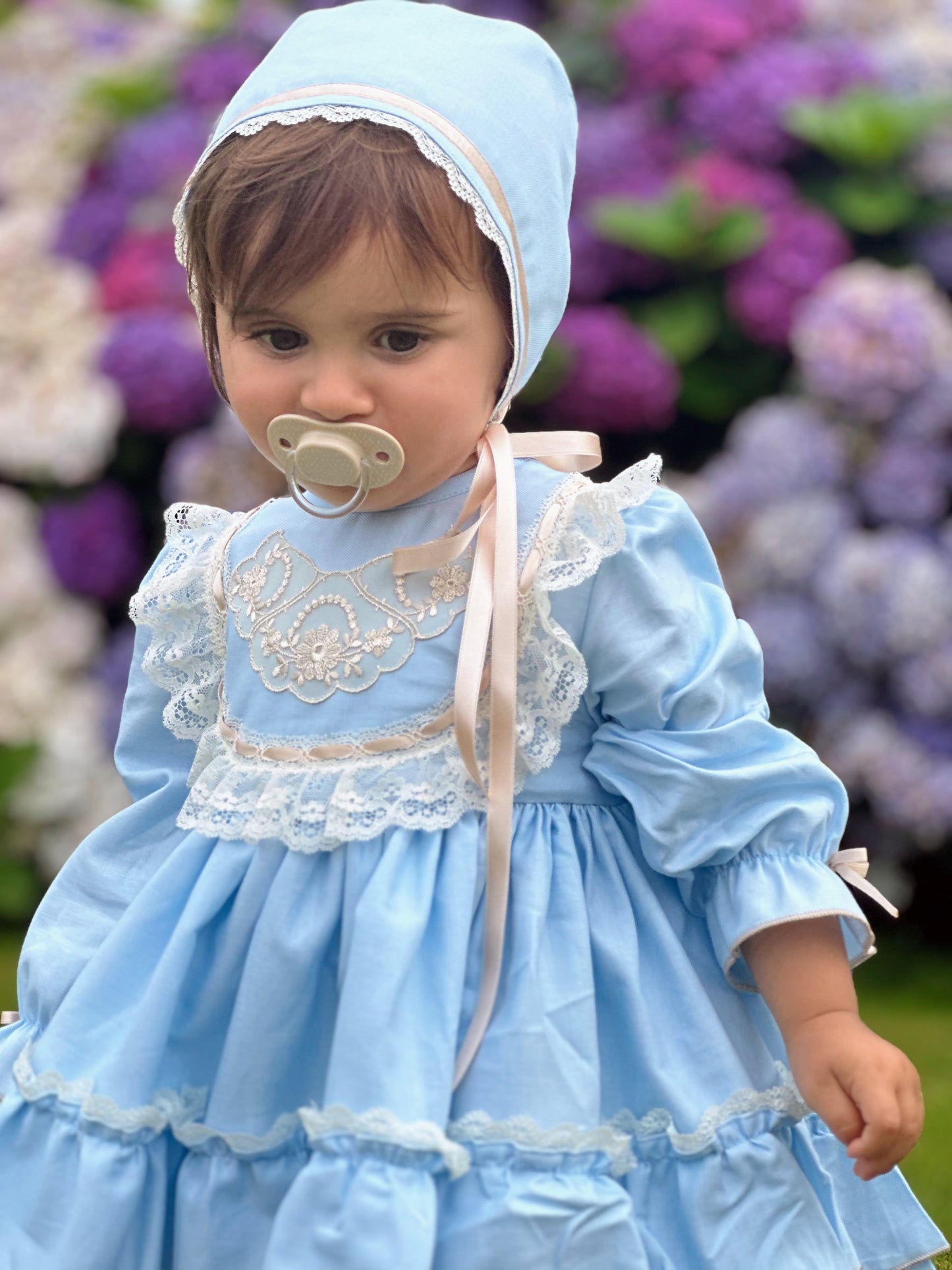 Sonata Girls Blue Handmade Classic Dress & Knickers AW (Made to order)