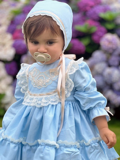 Sonata Girls Blue Handmade Classic Dress & Knickers AW (Made to order)