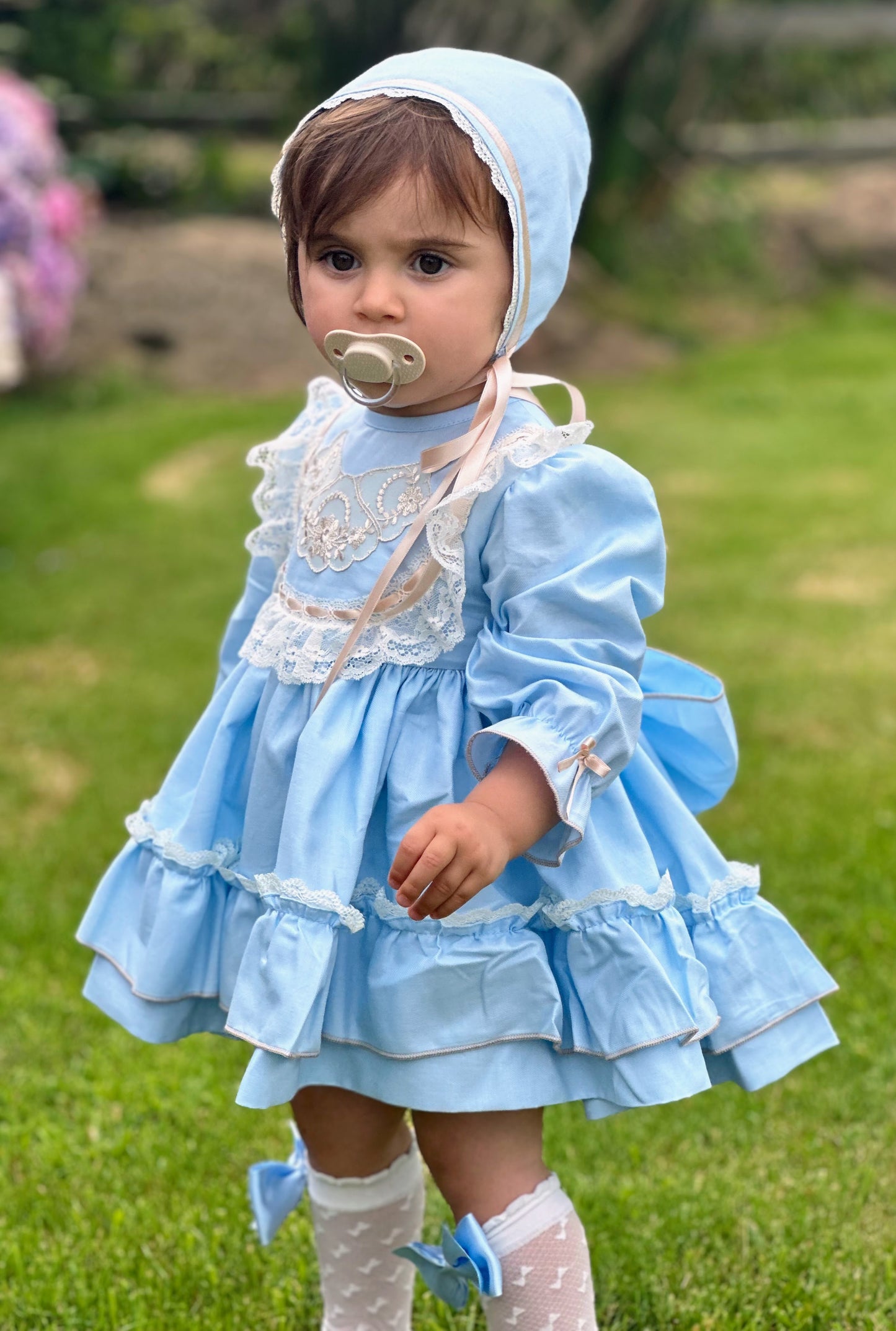 Sonata Girls Blue Handmade Classic Dress & Knickers AW (Made to order)