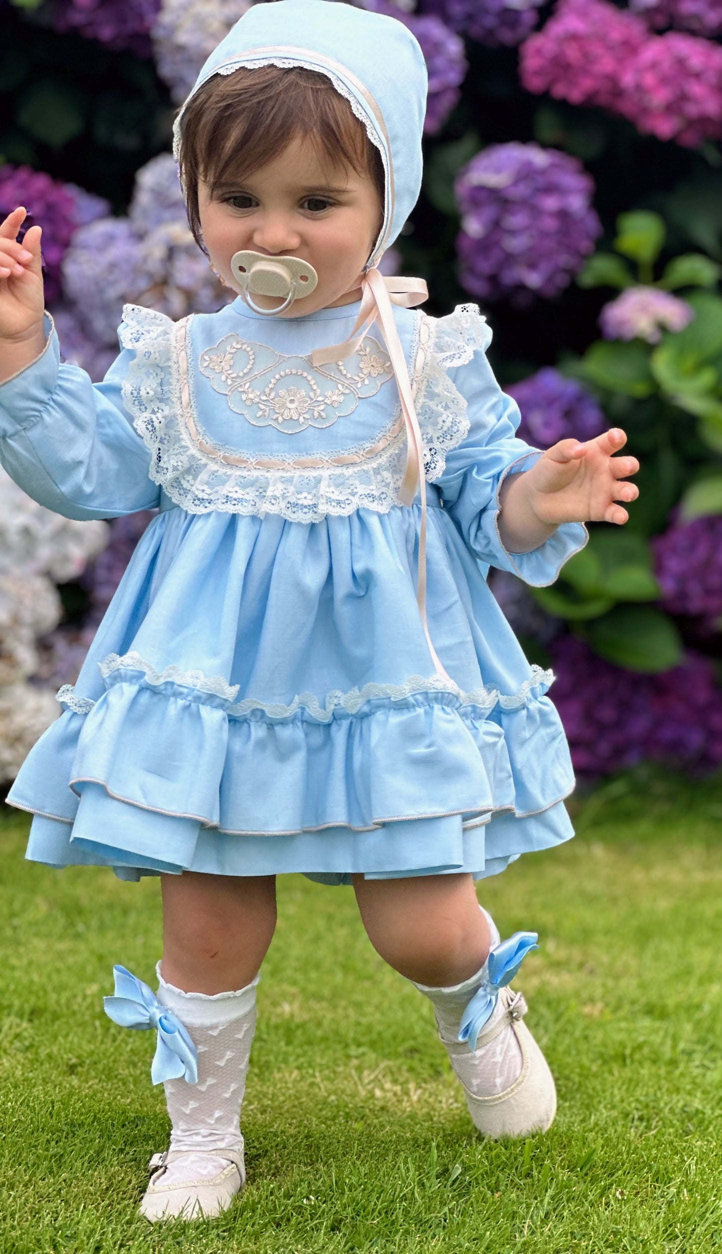 Sonata Girls Blue Handmade Classic Dress & Knickers AW (Made to order)