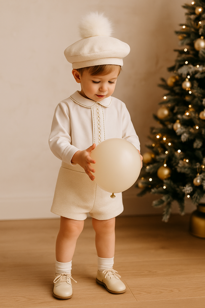 Boys Cream & Gold Handmade Short Set AW25 (Made to order)