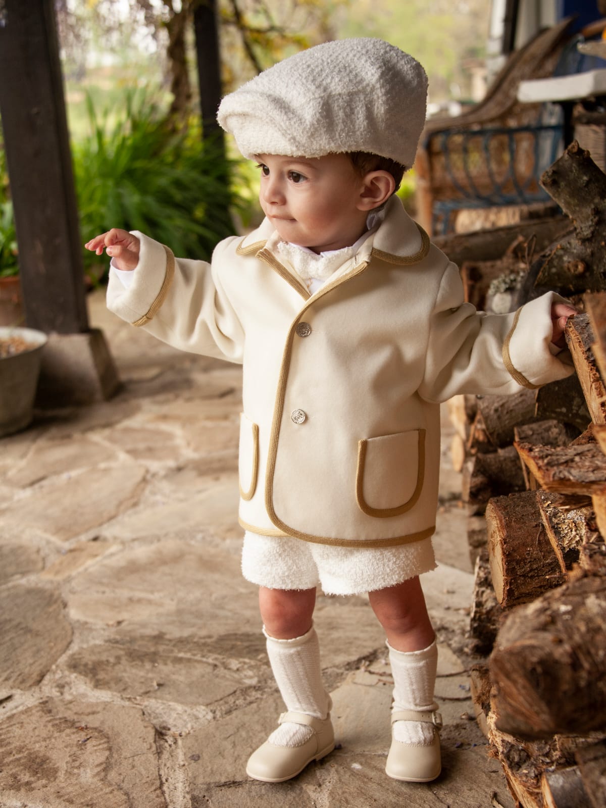 Sonata Boys Cream & Camel Handmade Jacket AW (Made to order)