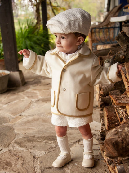 Sonata Boys Cream & Camel Handmade Jacket AW (Made to order)