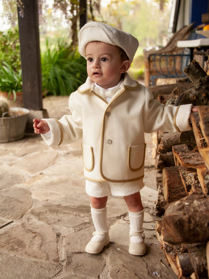 Sonata Boys Cream & Camel Handmade Jacket AW (Made to order)