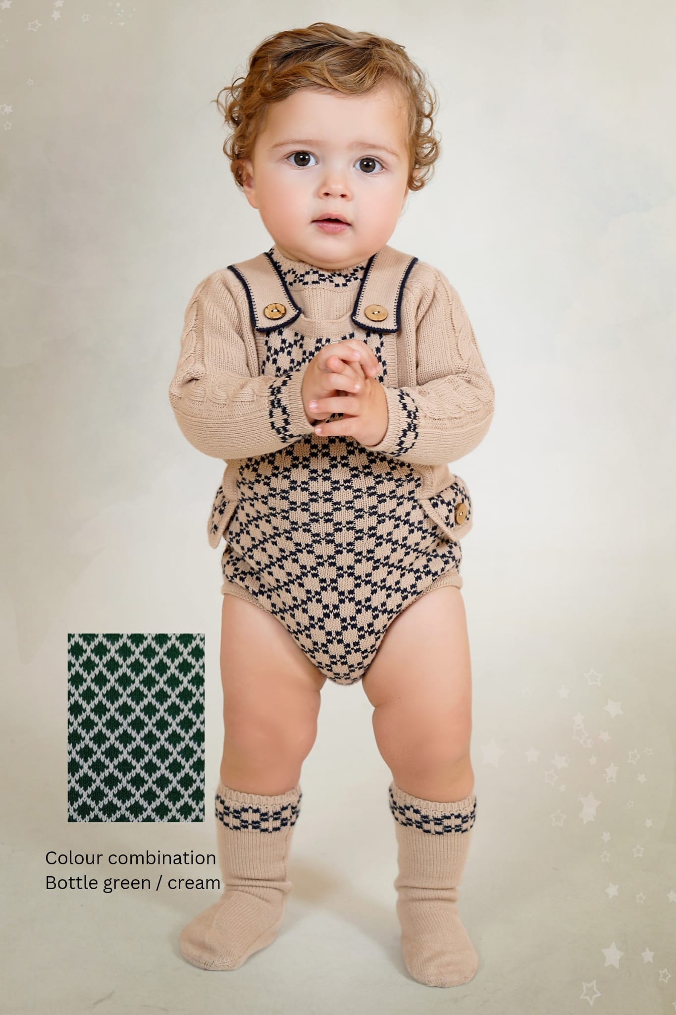 Boys Bottle Green & Cream Romper & Jumper Set AW25